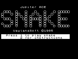 Snake title screen on Jupiter Ace
