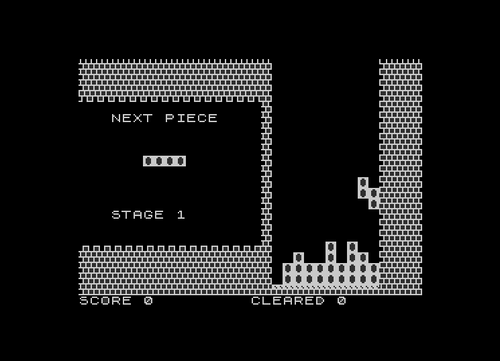 Jupiter Ace Tetriz screen showing a live game in progress